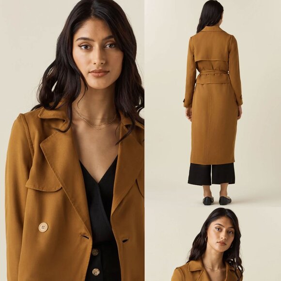 VETTA Convertible Trench Coat – 4-in-1 Sustainable Gold Tencel Jacket, Size S - Picture 12 of 13
